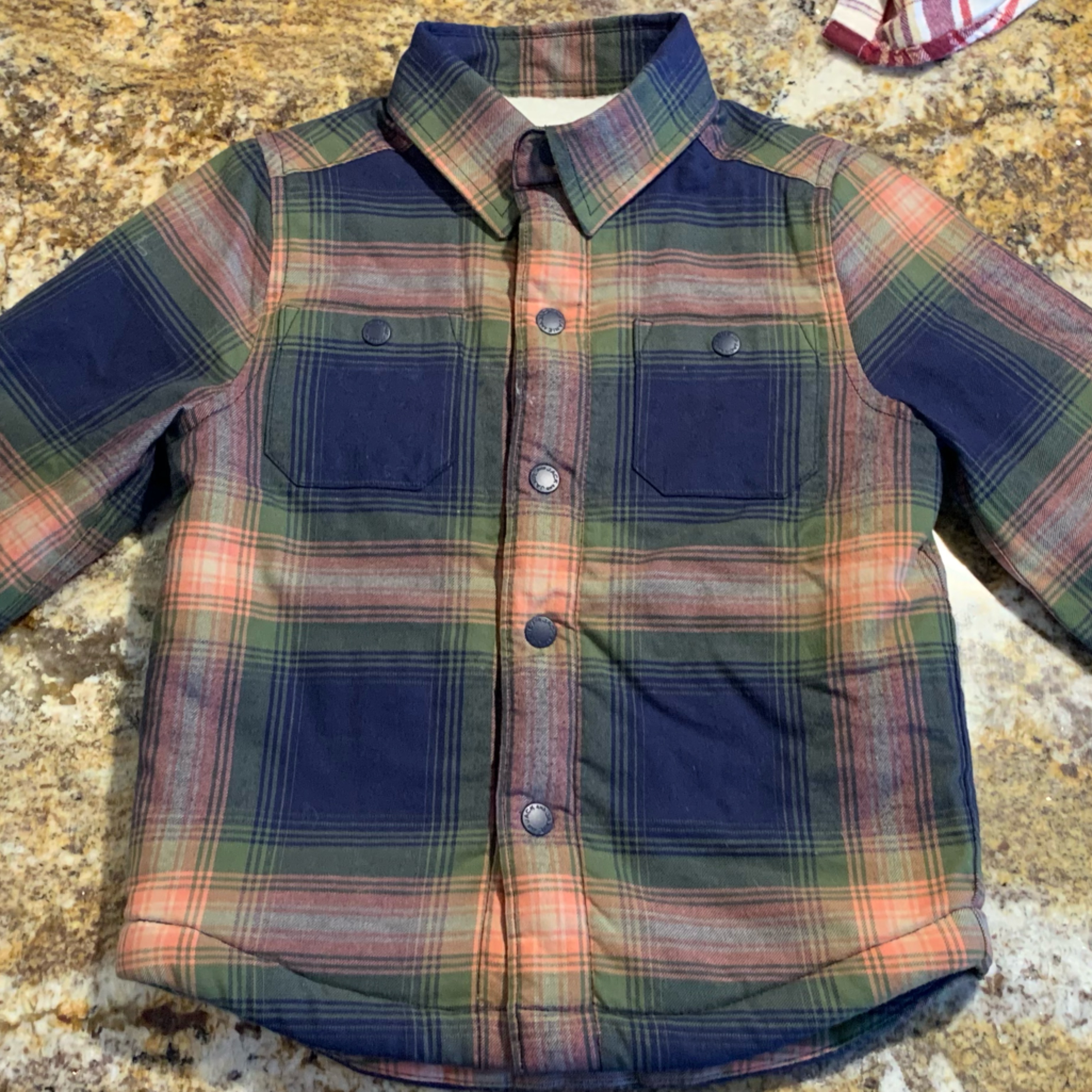 Plaid Sherpa Lined Shirt Jacket In Color Merchant Marine Plaid